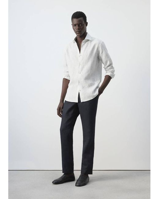 Mango White 100% Linen Slim-Fit Shirt for men