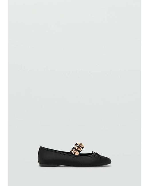 Mango Black Ballerina With Metallic Appliqué Straps