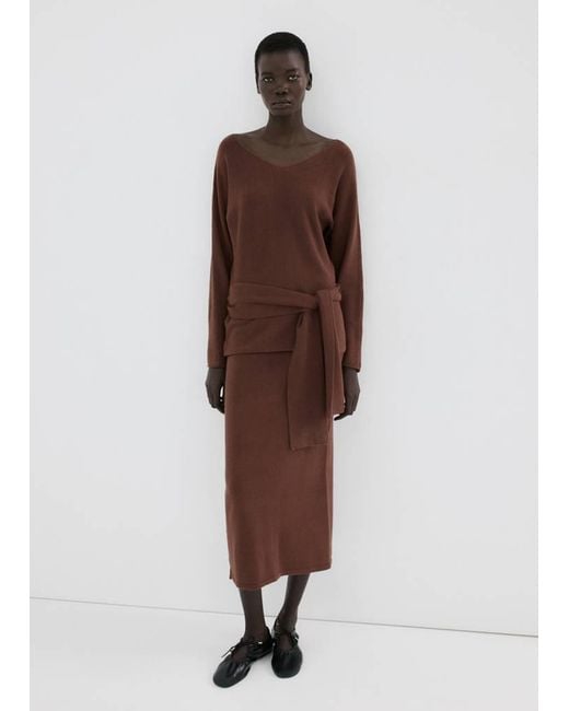 Mango Brown Opening Pencil Skirt