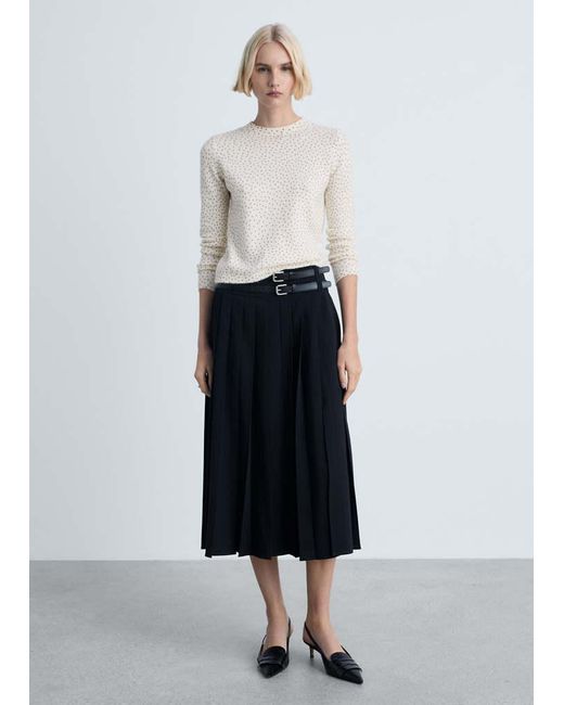 Mango White Polka-Dot Knitted Sweater