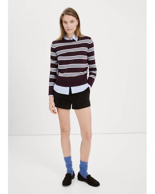 Mango White Striped Fine Knit Sweater
