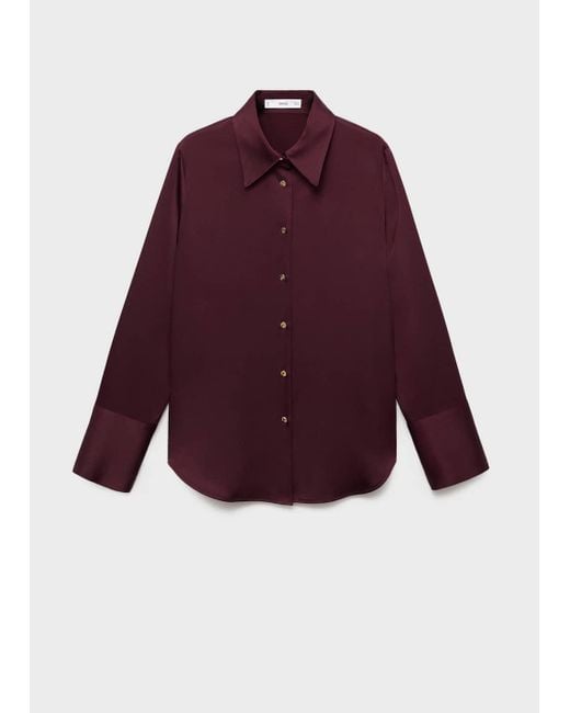 Mango Red Satin Finish Flowy Shirt