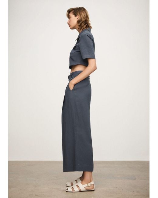 Mango White Lyocell Cropped Shirt