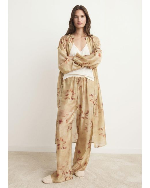 Mango Natural Leaf-Print Trousers