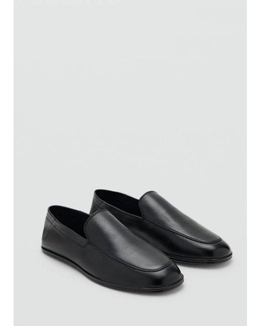 Mango Black Leather Loafers for men