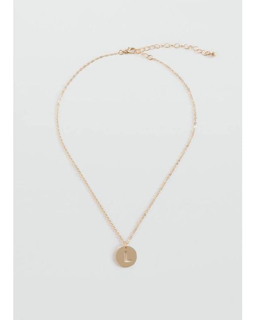 MANGO TEEN White Letter Pendant Necklace