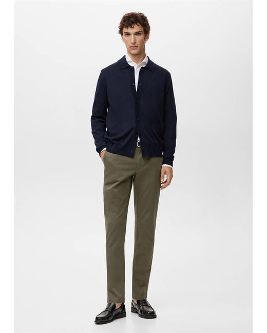 Mango Blue Barna Slim-Fit Twill Chino Trousers for men