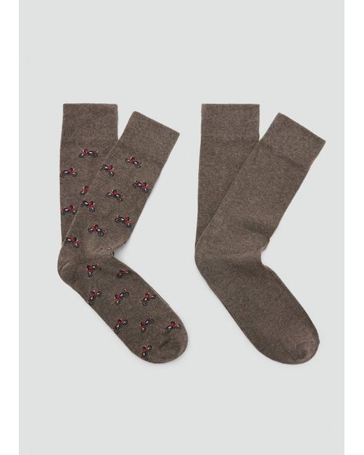 MANGO TEEN Brown Pack Of 2 Socks With Bows for men