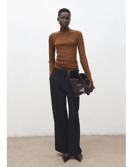 Mango Multicolor Fitted Sweater With Perkins Neck