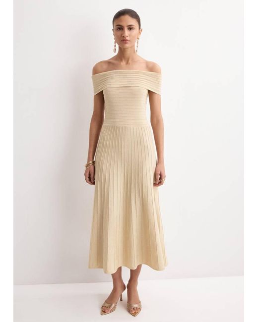 Mango Natural Strapless Knitted Dress With Seams