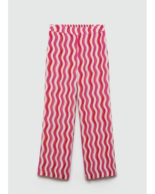 Mango Pink Wide Leg Printed Trousers