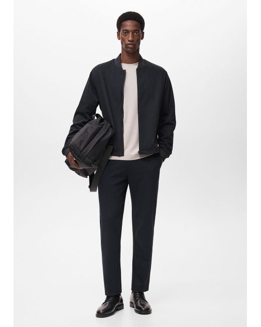 Felpa Zip Comfort Stretch di Mango in Black da Uomo