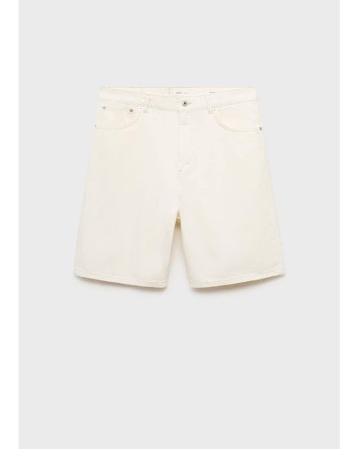 Mango White Denim Relaxed-Fit Bermuda Shorts for men