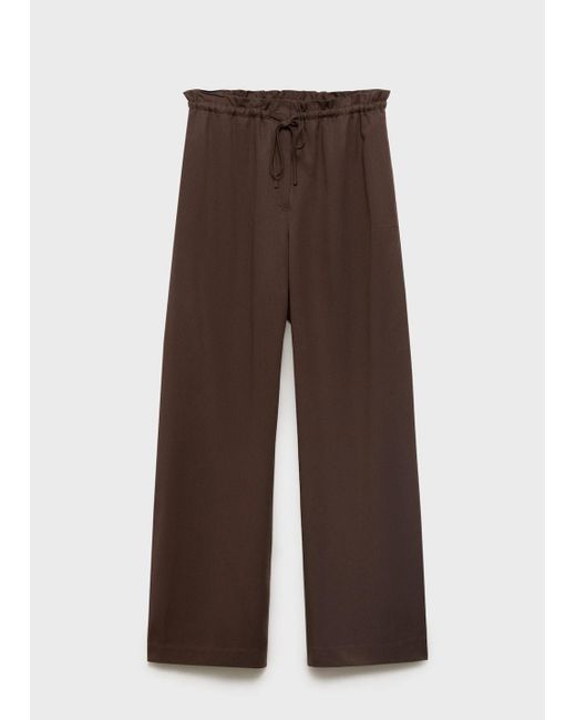Mango Brown Lyocell Wide Leg Trousers With Drawstring