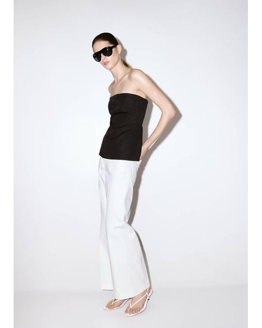Mango White High-Waisted Wideleg Jeans