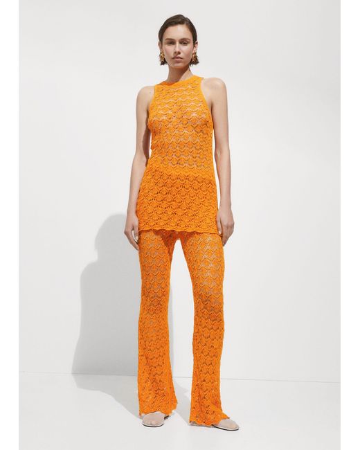 Mango Red Crochet Short Dress