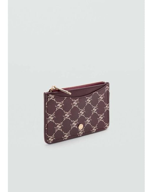 Mango White Logo Zip Card Holder