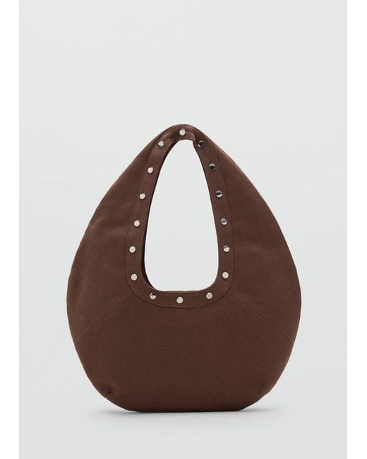 Mango Brown Oval Studded Shoulder Bag