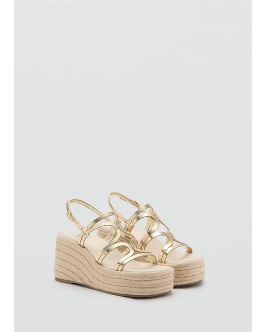 MANGO TEEN White Platform Sandals With Metallic Straps