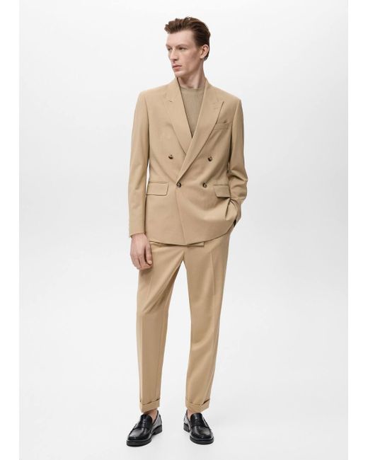 Mango Natural Boston Regular-Fit Double-Breasted Suit Jacket for men