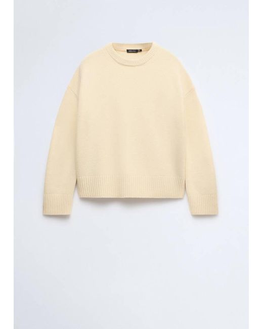 Mango Natural Rounded Neck Wool Sweater