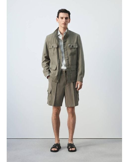 Mango Green Modal Pocket Jacket for men