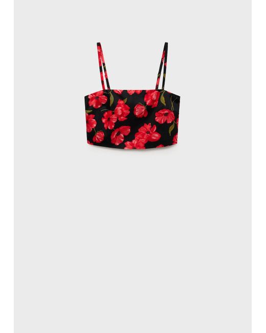 Mango White Floral Crop Top