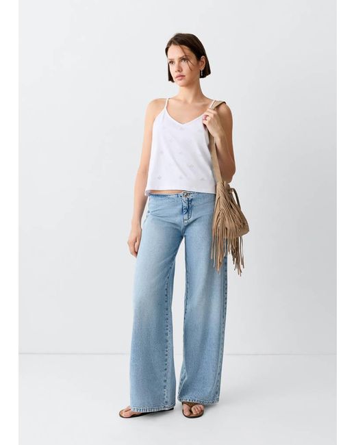 MANGO TEEN Blue Low-Waist Wide-Leg Jeans