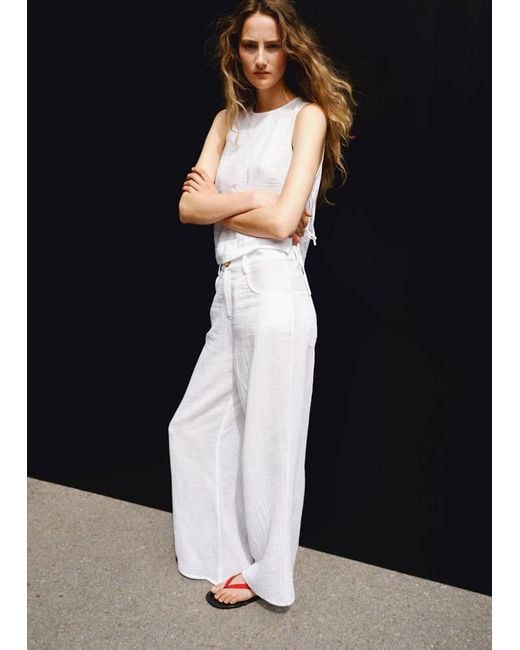 Mango White Bambula Tie Top