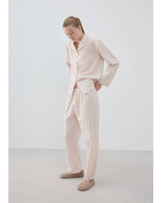 Mango Pink Striped Cotton Shirt