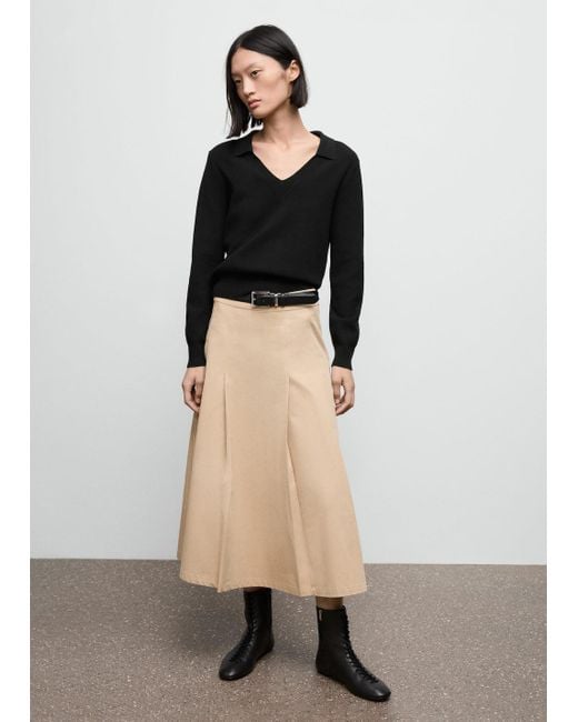 Mango Black Fine-Knit V-Neck Sweater