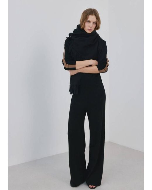 Mango Blue Contrast Stripe Knit Trousers
