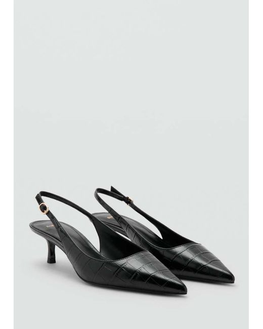 Mango Black Croc-Effect Heeled Shoes