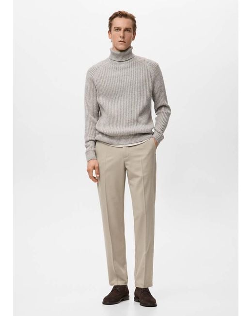 Mango Gray Wool-Blend Turtleneck Sweater for men