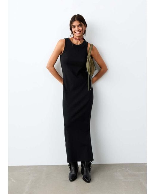 MANGO TEEN Black Maxi Dress With Slit Details