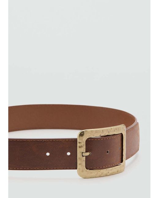 Mango Brown Square Buckle Belt