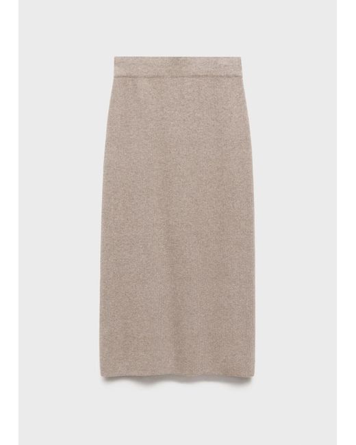 Mango Gray Wool-Blend Midi-Skirt
