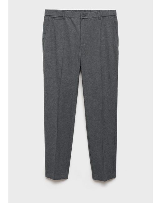 Mango Natural Slim-Fit Cotton Trousers Light Heather for men