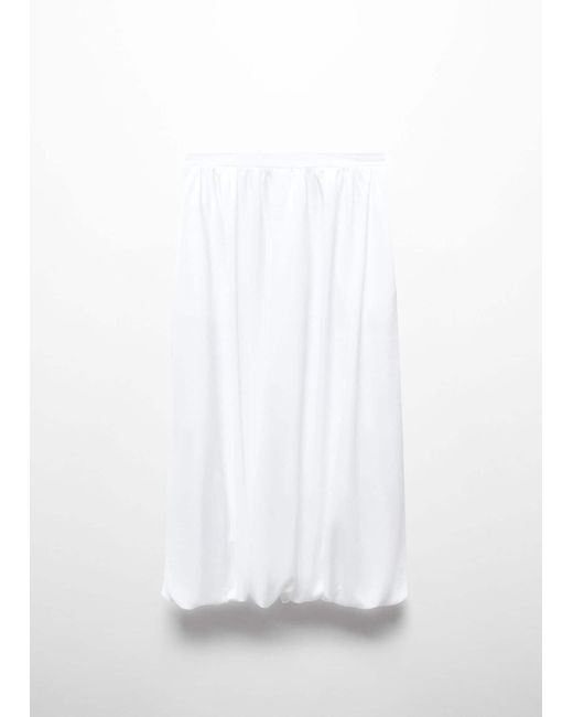 Mango White Flared Midi Skirt