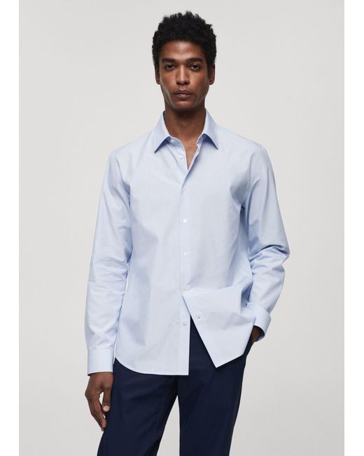 Mango Blue Coolmax Cotton Shirt Sky for men