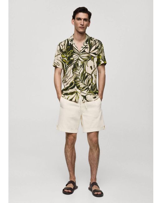 Camicia fluida stampa hawaiana di Mango in Green da Uomo
