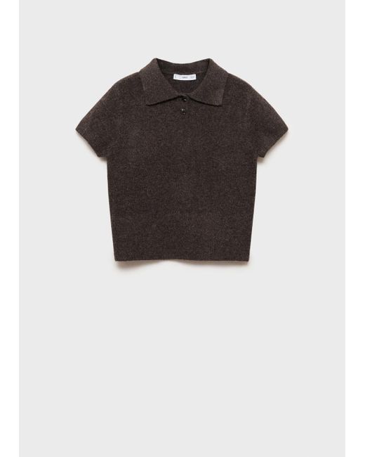 Mango Green Short-Sleeved Polo-Neck Sweater