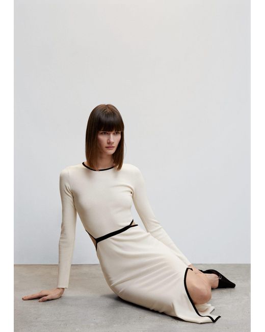 Mango Knitted Dress With Openings in White | Lyst UK