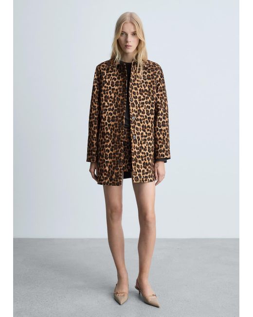 Mango Brown Leopard Straight Coat