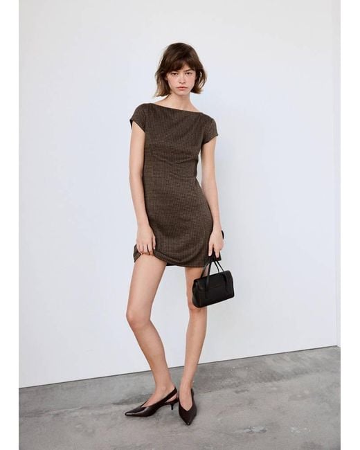 Mango White Dress Checky