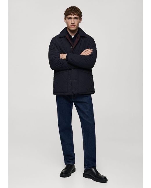 Mango Blue Two-Tone Reversible Quilted Jacket for men