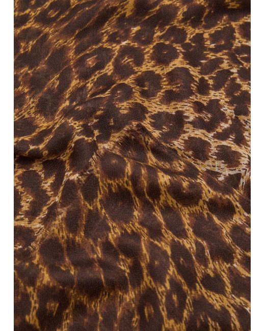 Foulard Stampa Leopardata Marrone di Mango in Brown