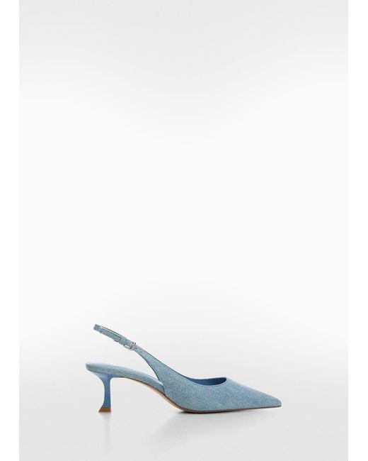 Mango Blue High-heeled Denim Shoes Medium