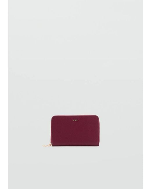 Mango Red Medium Wallet With Saffiano Effect