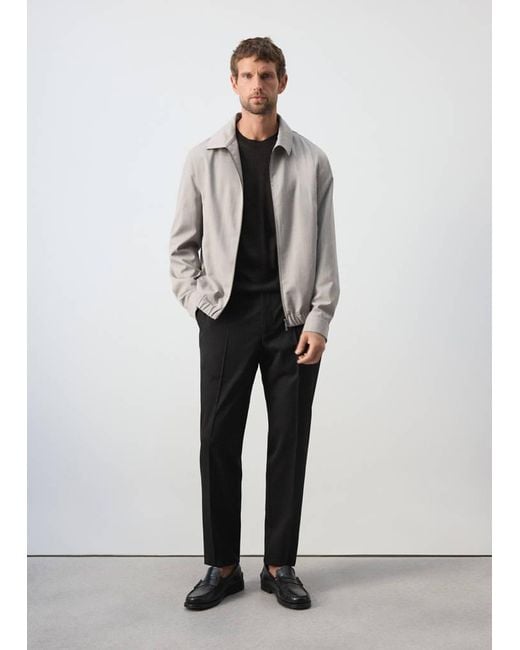 Mango Gray Shirt-Collar Wool-Blend Jacket for men